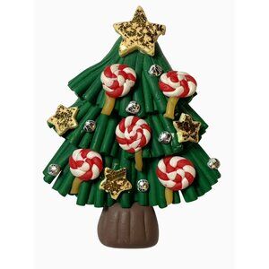 Christmas Tree Brooch Pin With Candy & Stars Design